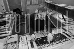 22-01-1976 Willem van Beusekom at radio studio in Hilversum.

[keywords]Black & White Image, Half Length, Radio studio, Headset[/keywords]